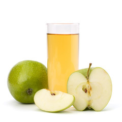 apple juice in glass and apple