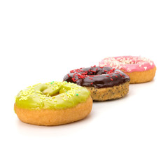 Delicious doughnuts isolated on white background