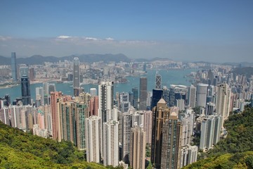 Fototapeta na wymiar vue sur hong kong depuis le pic victoria
