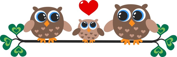 a cute little owl family