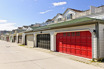 Row of parking garages