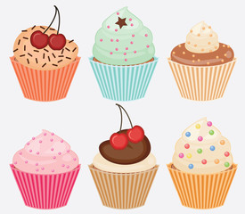 collection of vector cupcakes