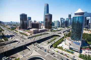 Schilderijen op glas landschap van moderne stad, Peking © zhu difeng