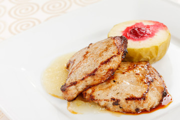 grilled pork with apple