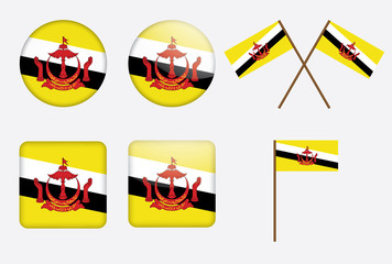 set of badges with flag of Brunei vector illustration