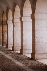 Long corridor in the exterior of the Royal Palace of Aranjuez