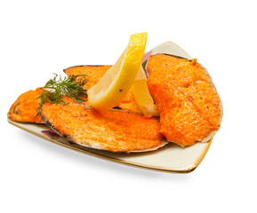 delicious baking mussels under roe isolated on white