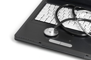 computer concept with stethoscope on laptop,