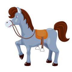 Cute horse with saddle vector
