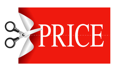 Scissors cutting sticker price