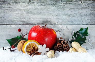 Apple and spices Christmas background