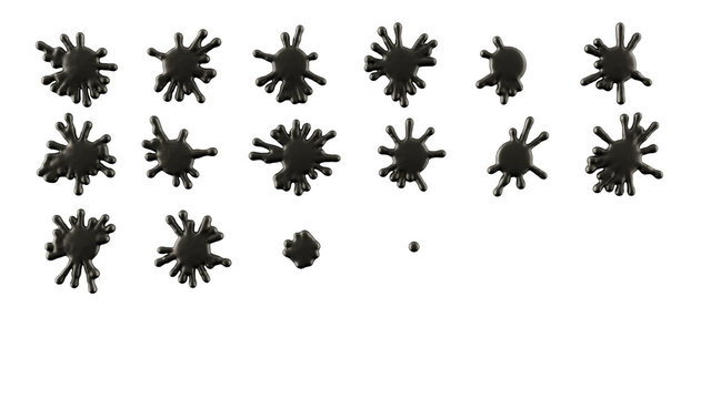 Set of black blobs or ink splashes. Alpha is included