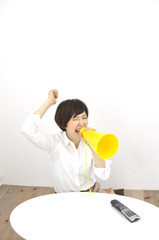 Megaphone and woman