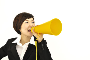 Megaphone and woman