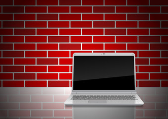 Notebook on the board against the wall