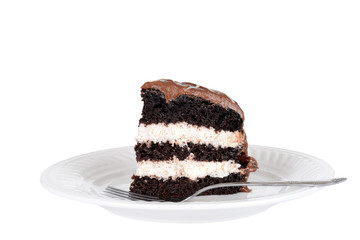 Isolated chocolate cream cake