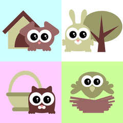 A set of cute baby animals