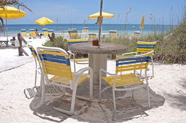 Beach table on a sunny day