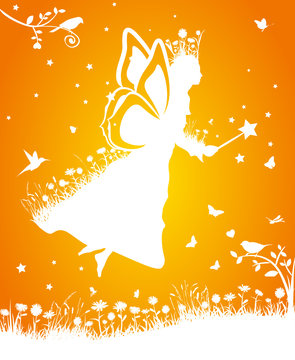 Blumen Fee Vektor Silhouette