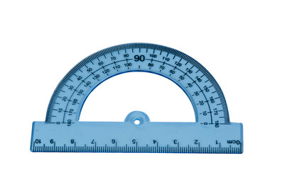 Blue protractor isolated
