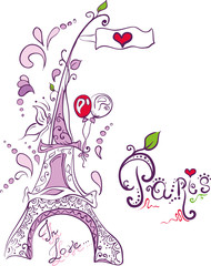 doodle creative eiffel tower in paris