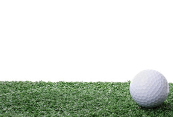 Golf ball ower green grass