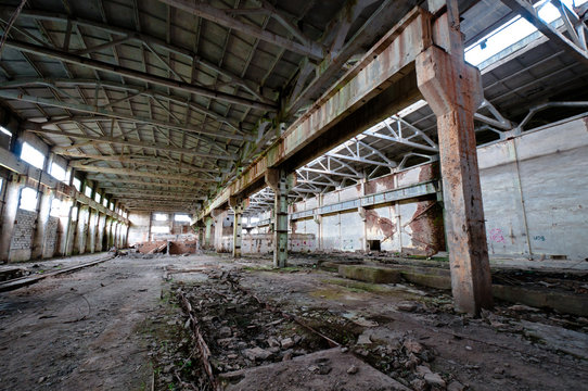Old and deserted plant interior