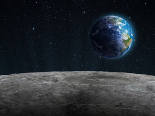 Naklejka premium Rising Earth seen from the Moon