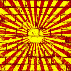 Sun on brick wall background