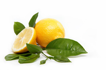 Fresh fruit. Lemon, isolated on a white background.