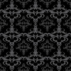 Fototapeta na wymiar Dark Seamless Vector Damask Pattern