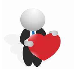 man and heart - isolated