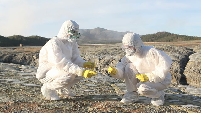 Ecology  concept: professionals taking a pattern of landscape