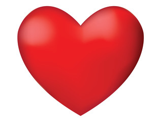 Red heart on white background