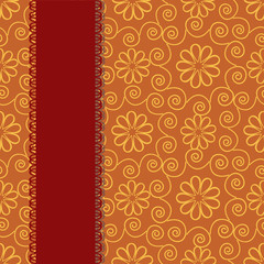 Card template with stripe and seamless pattern