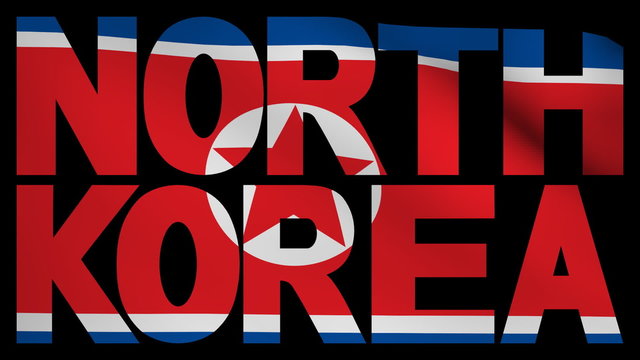 North Korea text with fluttering flag animation