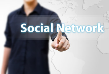 hand pressing Social Network icon 