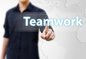 Business hand and word Teamwork