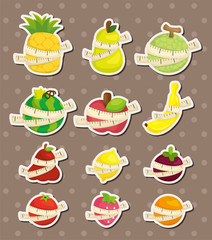 set of fresh fruit and ruler health  stickers