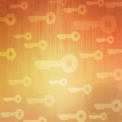 Key icon on old paper background and pattern