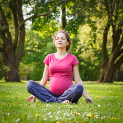 Beautiful pregnant woman in the park