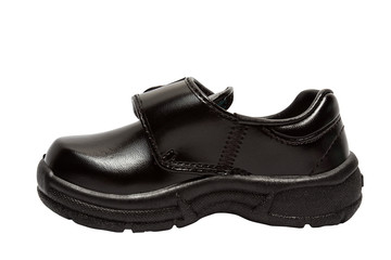 Shoes for children. Black shoes on a white background