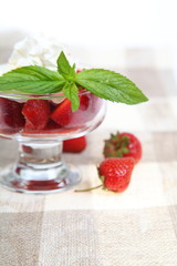Strawberries with mint