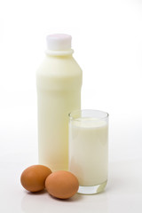 milk and eggs isolated 