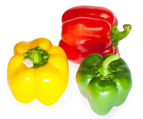 Group fresh sweet pepper isolated on white background