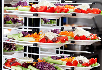 Salad plates in a restaurant