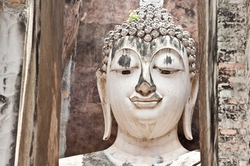 old buddha in sukhothai thailand