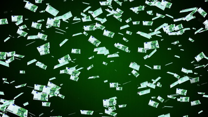 100 euro banknotes falling animation