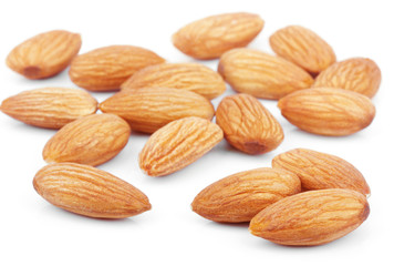 Almond nuts on white