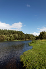 Fototapeta na wymiar Landscape - meadow, the blue sky and river